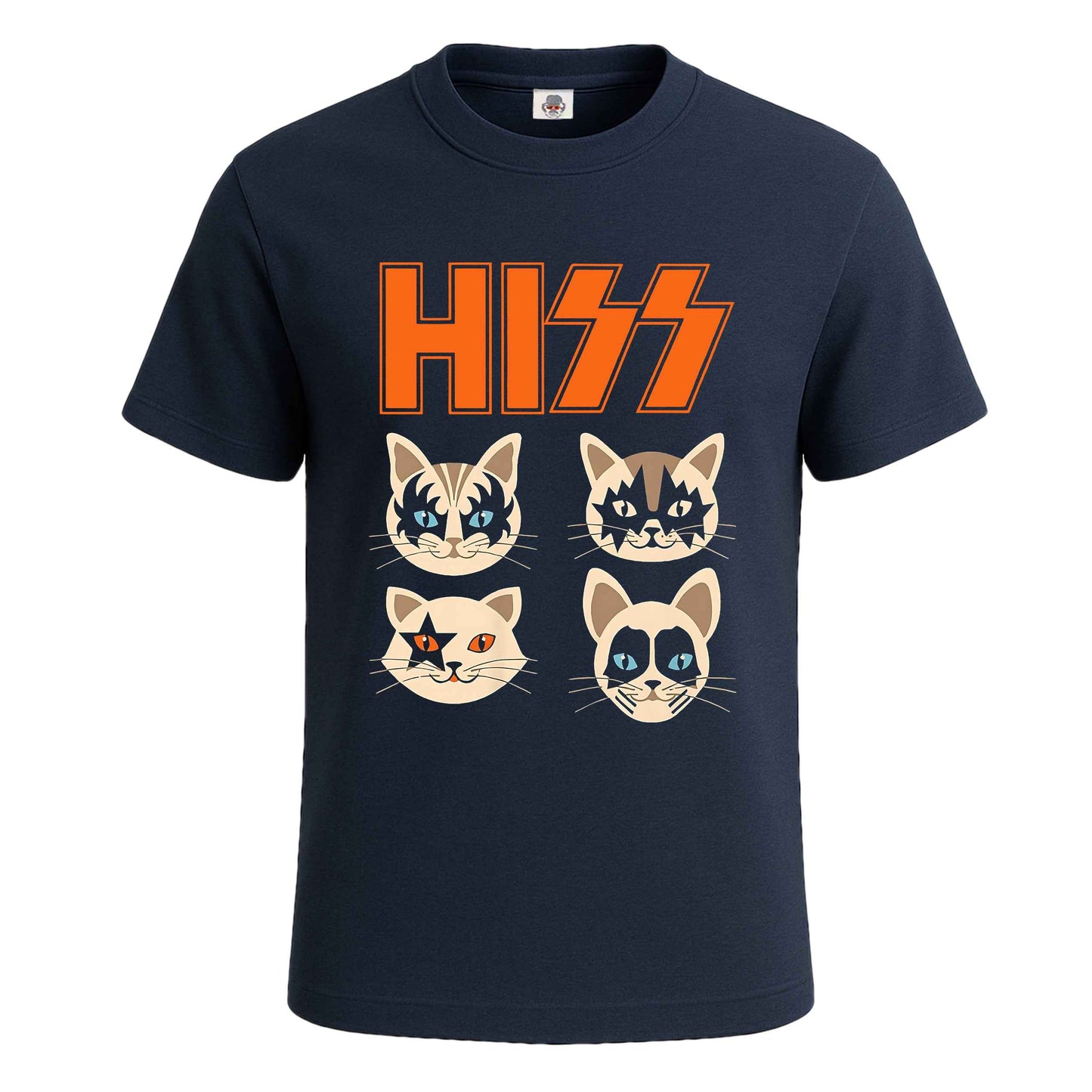 Hiss Cats Kittens Rock | T-Shirt For Men's NAVY T-SHIRT Hiss Cats Kittens Rock | T-Shirt For Men's