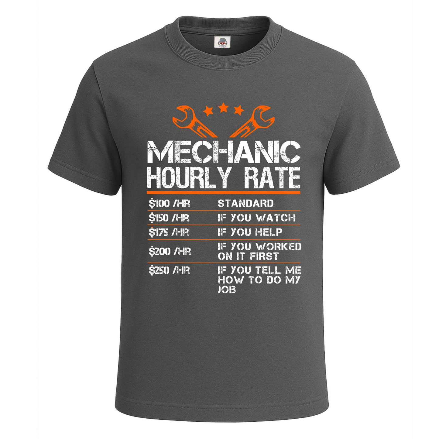 Mechanic Hourly Rate | T-Shirt For Men's Charcoal Mechanic Hourly Rate | T-Shirt For Men's