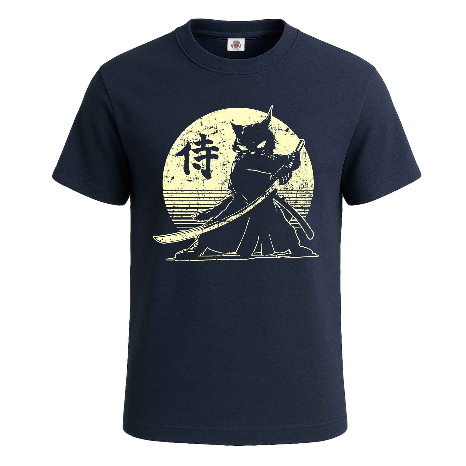 Samurai Ninja Cat | T-Shirt For Men's NAVY T-SHIRT Samurai Ninja Cat | T-Shirt For Men's