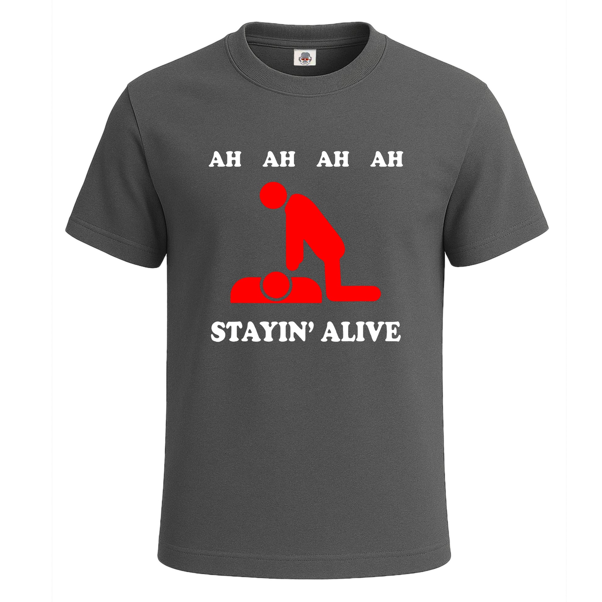 Ah Ah Stayin Alive | T-Shirt For Men's Charcoal Ah Ah Stayin Alive | T-Shirt For Men's