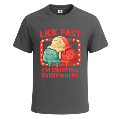 Lick Fast Melting Ice Cream | T-Shirt For Men's Charcoal Lick Fast Melting Ice Cream | T-Shirt For Men's