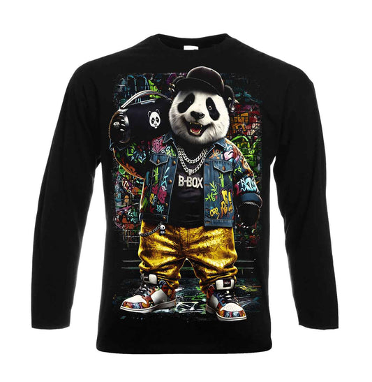 Rock Cute Panda Halftone | Men's Long Sleeve