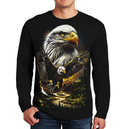 Eagle Bird Mountain Halftone | Men's Long Sleeve