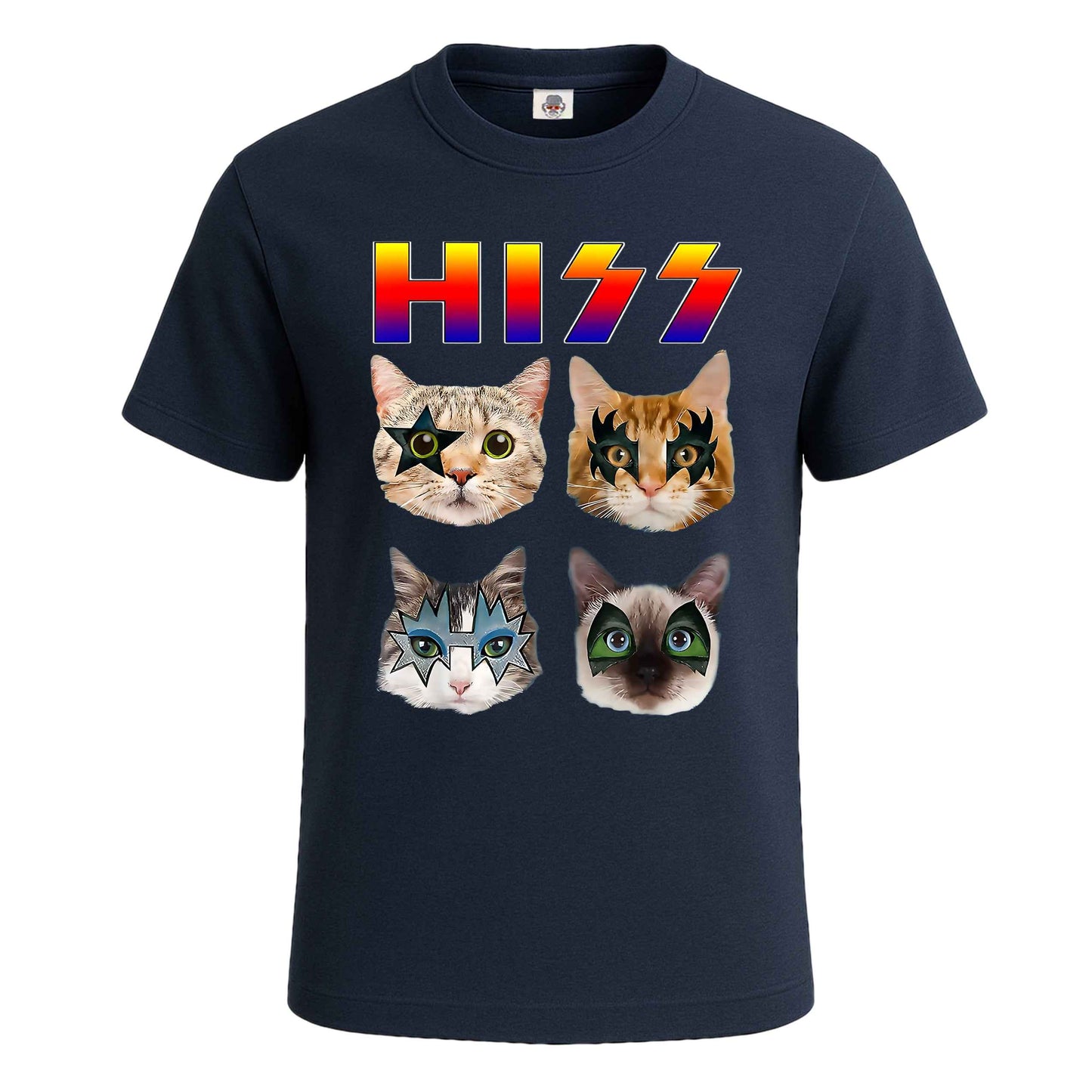 HISS Cat Funny Cats | T-Shirt For Men's NAVY T-SHIRT HISS Cat Funny Cats | T-Shirt For Men's