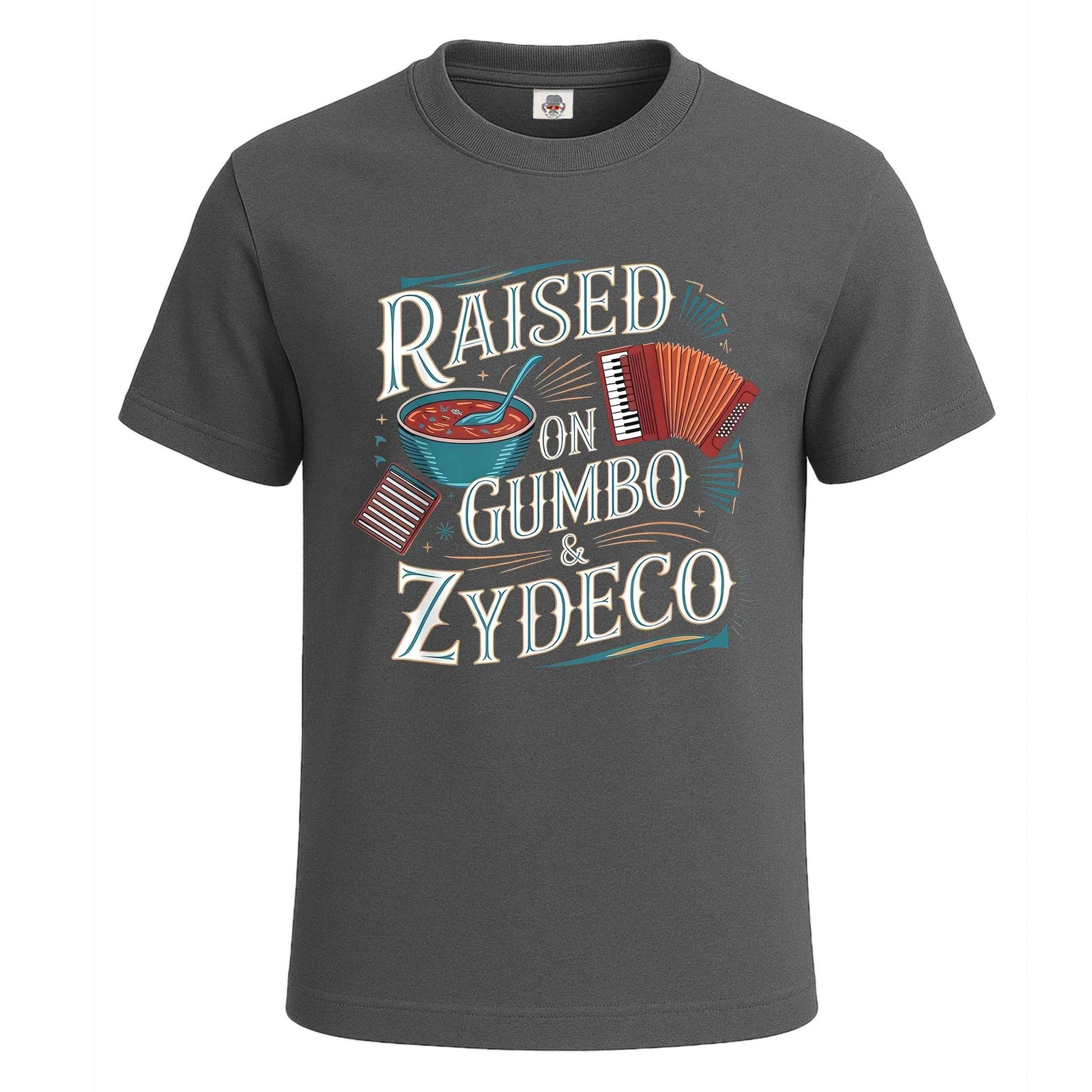 Raised on Gumbo Zydeco | T-Shirt For Men's Charcoal Raised on Gumbo Zydeco | T-Shirt For Men's