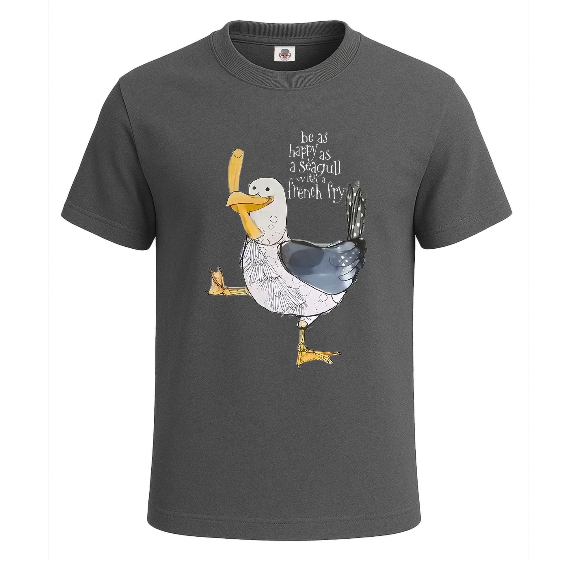 Happy As Seagull | T-Shirt For Men's Charcoal Happy As Seagull | T-Shirt For Men's