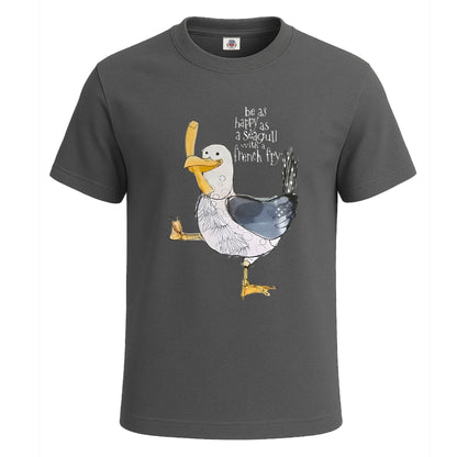 Happy As Seagull | T-Shirt For Men's Charcoal Happy As Seagull | T-Shirt For Men's