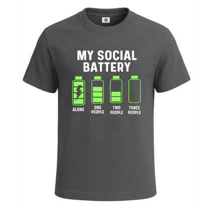 My Social Battery Alone | T-Shirt For Men's Charcoal My Social Battery Alone | T-Shirt For Men's
