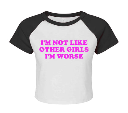 I'M NOT LIKE | LADIES RAGLAN CROP TOP