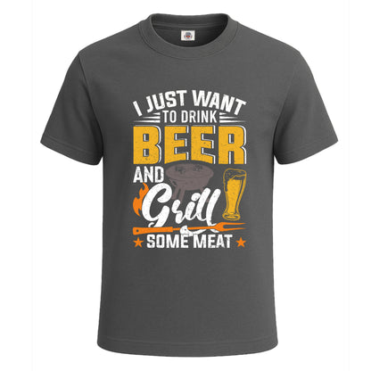 I Just Want To Drink Beer | T-Shirt For Men's Charcoal I Just Want To Drink Beer | T-Shirt For Men's