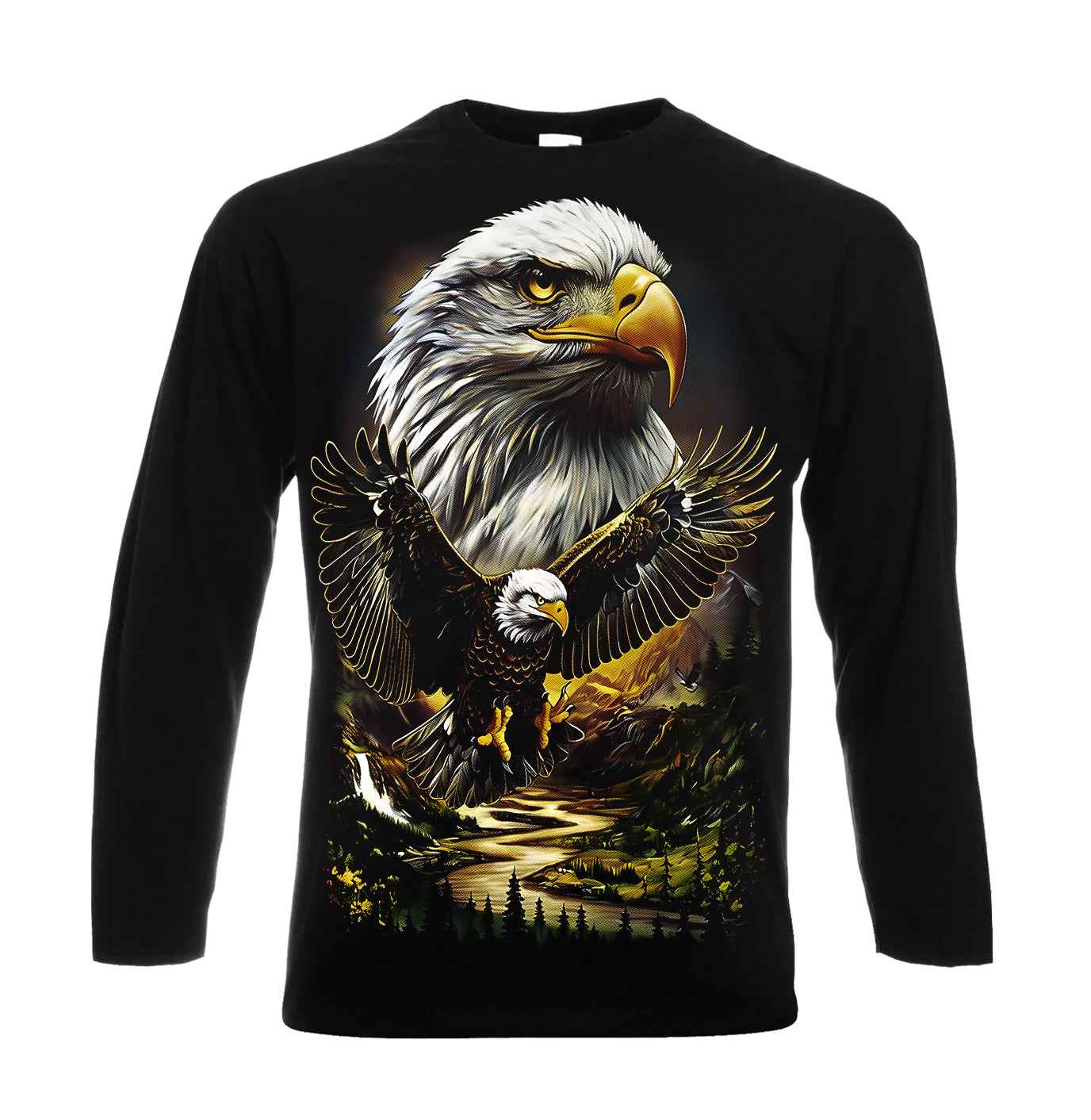 Eagle Bird Mountain Halftone | Men's Long Sleeve