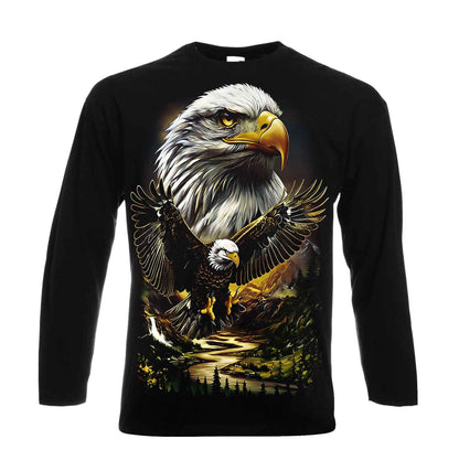 Eagle Bird Mountain Halftone | Men's Long Sleeve