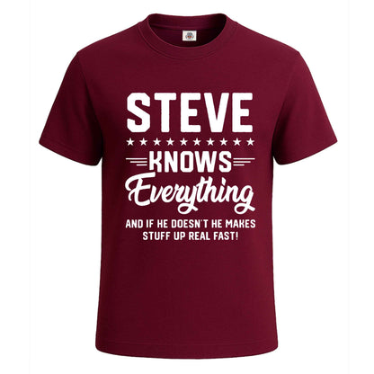 Steve Knows Everything | T-Shirt For Men's Maroon Steve Knows Everything | T-Shirt For Men's