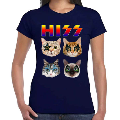 HISS Cat Funny Cats | LADIES T-SHIRT NAVY T-SHIRT HISS Cat Funny Cats | LADIES T-SHIRT