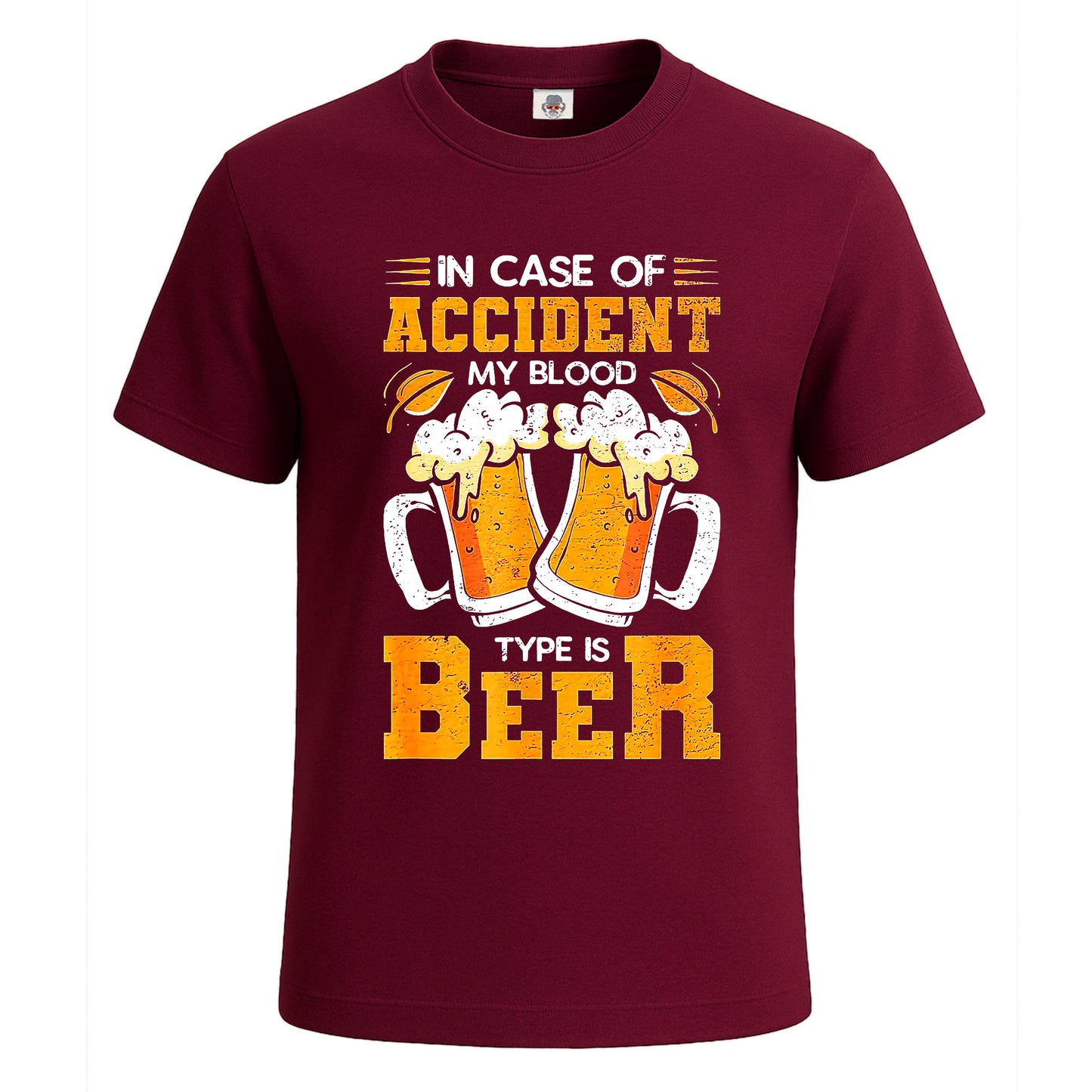 In Case of Accident | T-Shirt For Men's Maroon In Case of Accident | T-Shirt For Men's