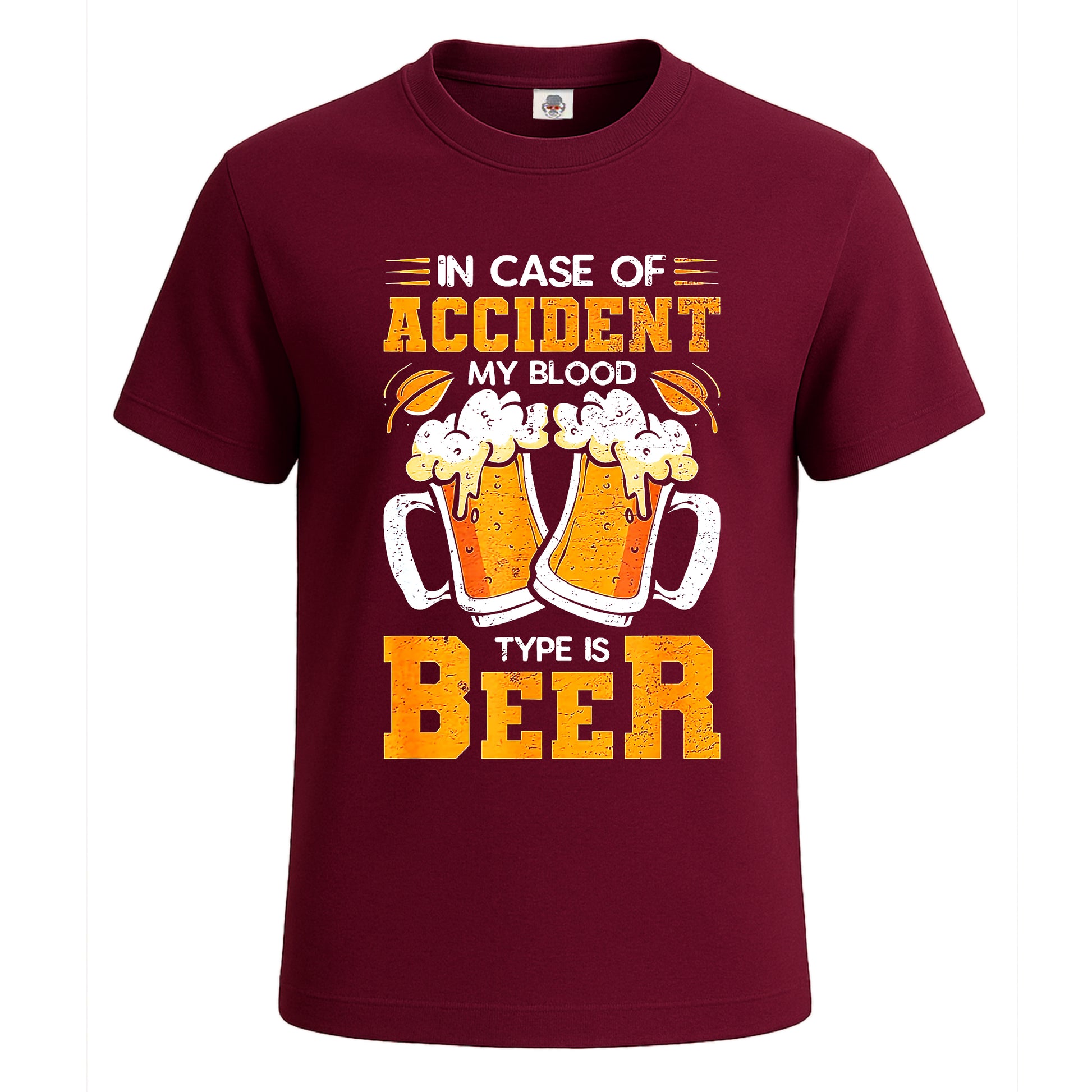 In Case of Accident | T-Shirt For Men's Maroon In Case of Accident | T-Shirt For Men's