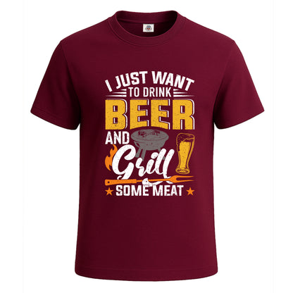 I Just Want To Drink Beer | T-Shirt For Men's Maroon I Just Want To Drink Beer | T-Shirt For Men's
