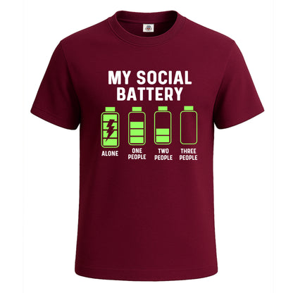 My Social Battery Alone | T-Shirt For Men's Maroon My Social Battery Alone | T-Shirt For Men's
