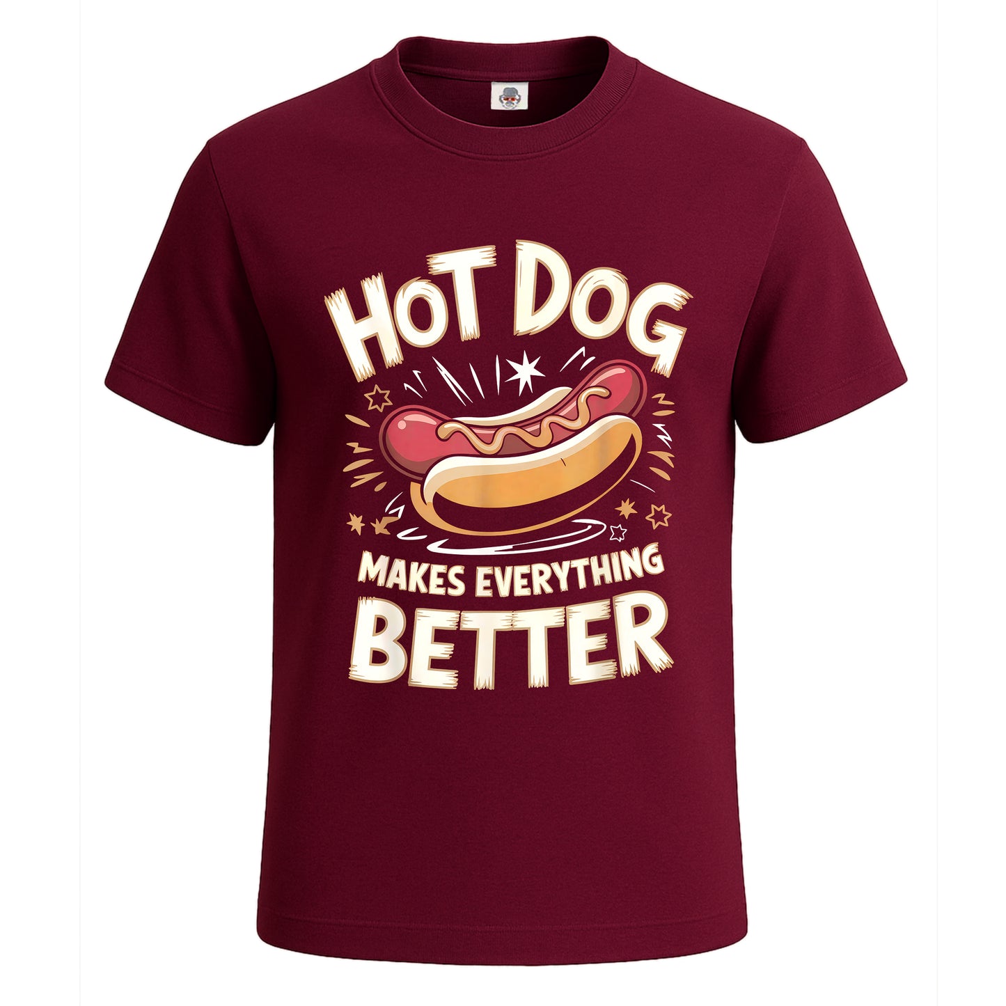 Hotdog Makes Everything | T-Shirt For Men's Maroon Hotdog Makes Everything | T-Shirt For Men's