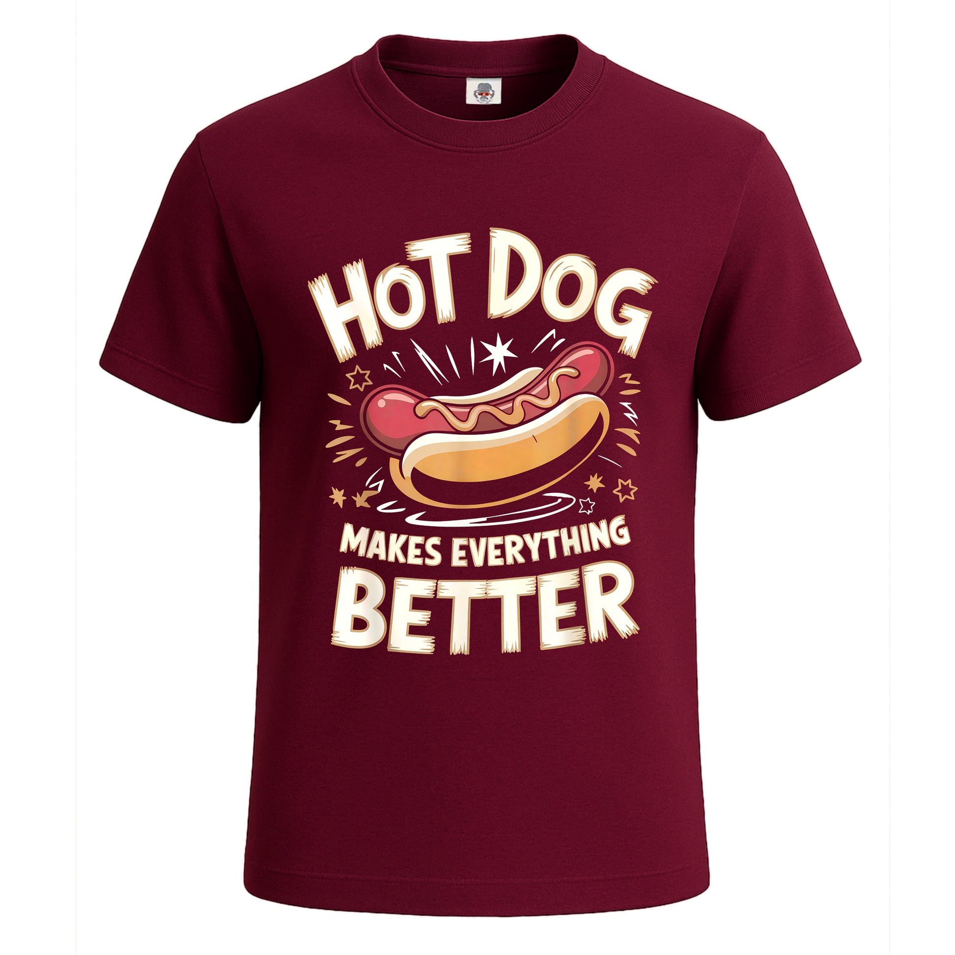 Hotdog Makes Everything | T-Shirt For Men's Maroon Hotdog Makes Everything | T-Shirt For Men's