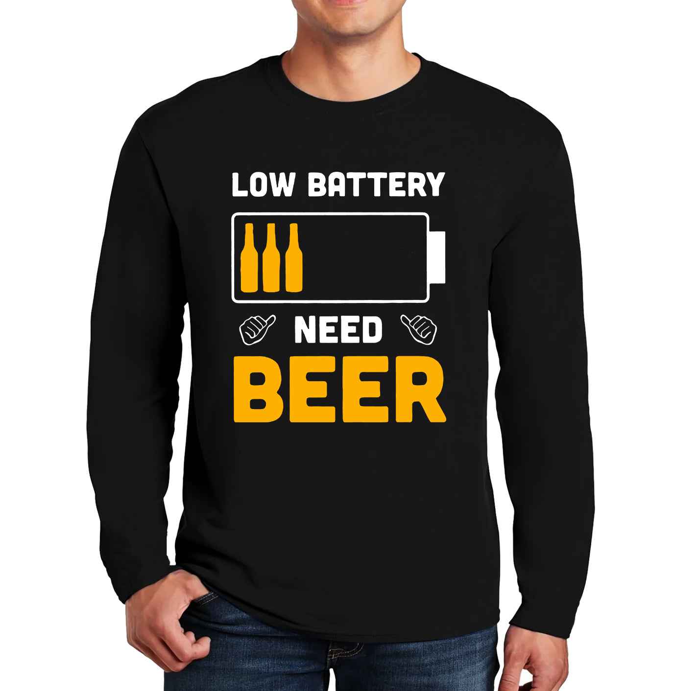 Low Battery Need Beer | Men's Long Sleeve