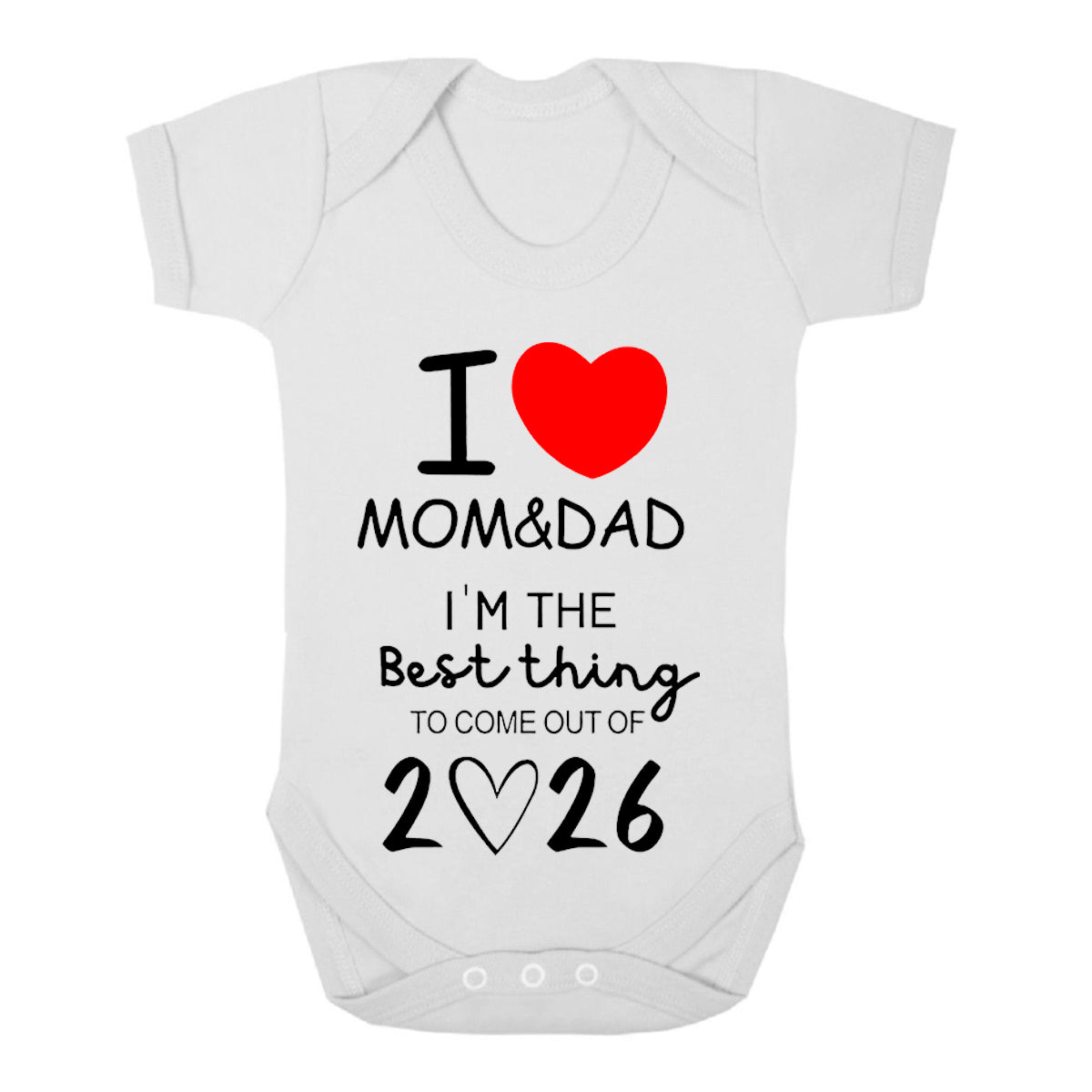 I LOVE MOM & DAD | BABY GROW WHITE BABY GROW I LOVE MOM & DAD | BABY GROW