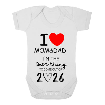 I LOVE MOM & DAD | BABY GROW WHITE BABY GROW I LOVE MOM & DAD | BABY GROW
