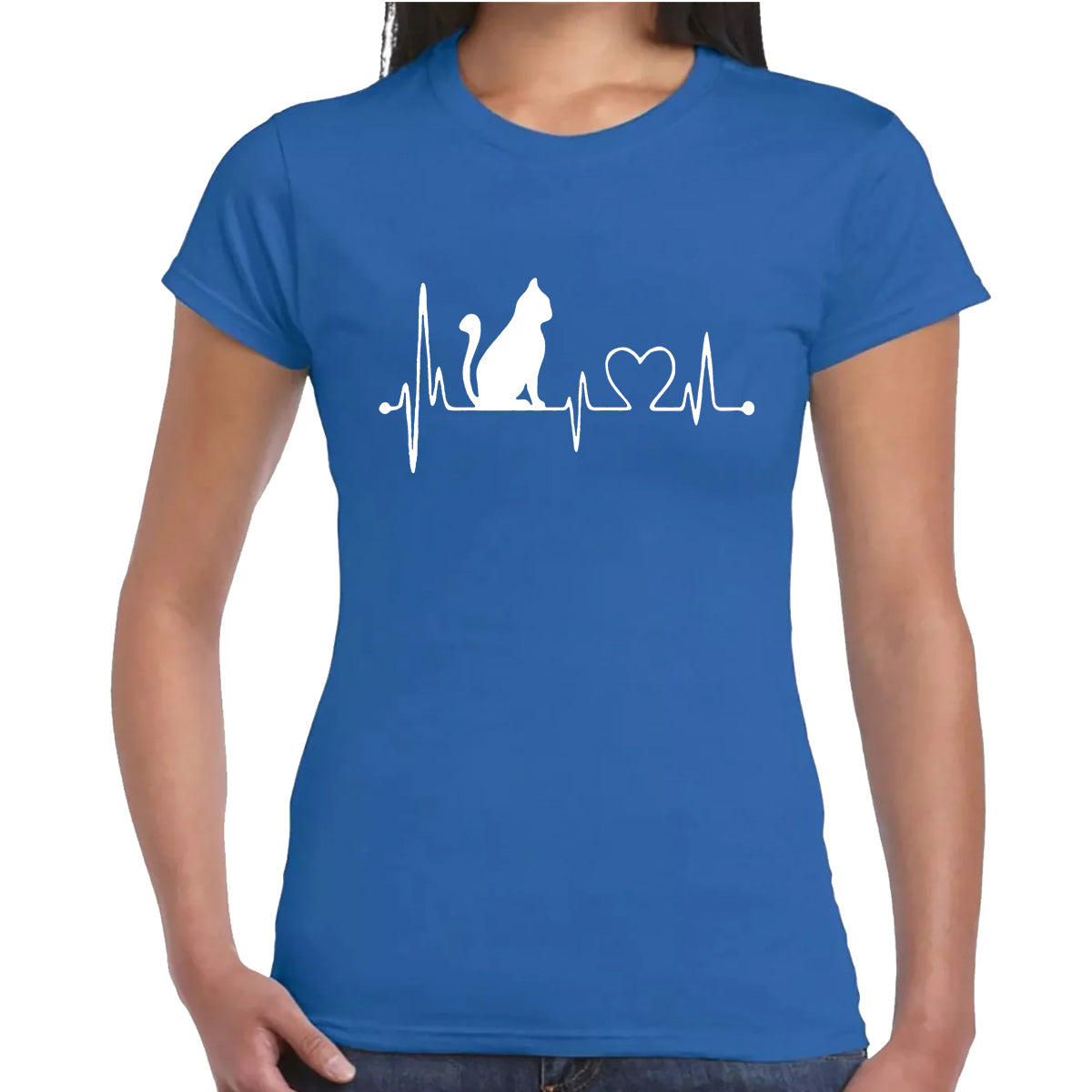 CAT HEART PATTERN  | LADIES T-SHIRT