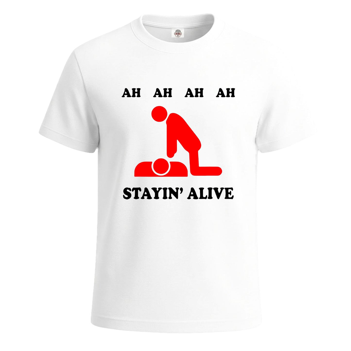 Ah Ah Stayin Alive | T-Shirt For Men's WHITE T-SHIRT Ah Ah Stayin Alive | T-Shirt For Men's