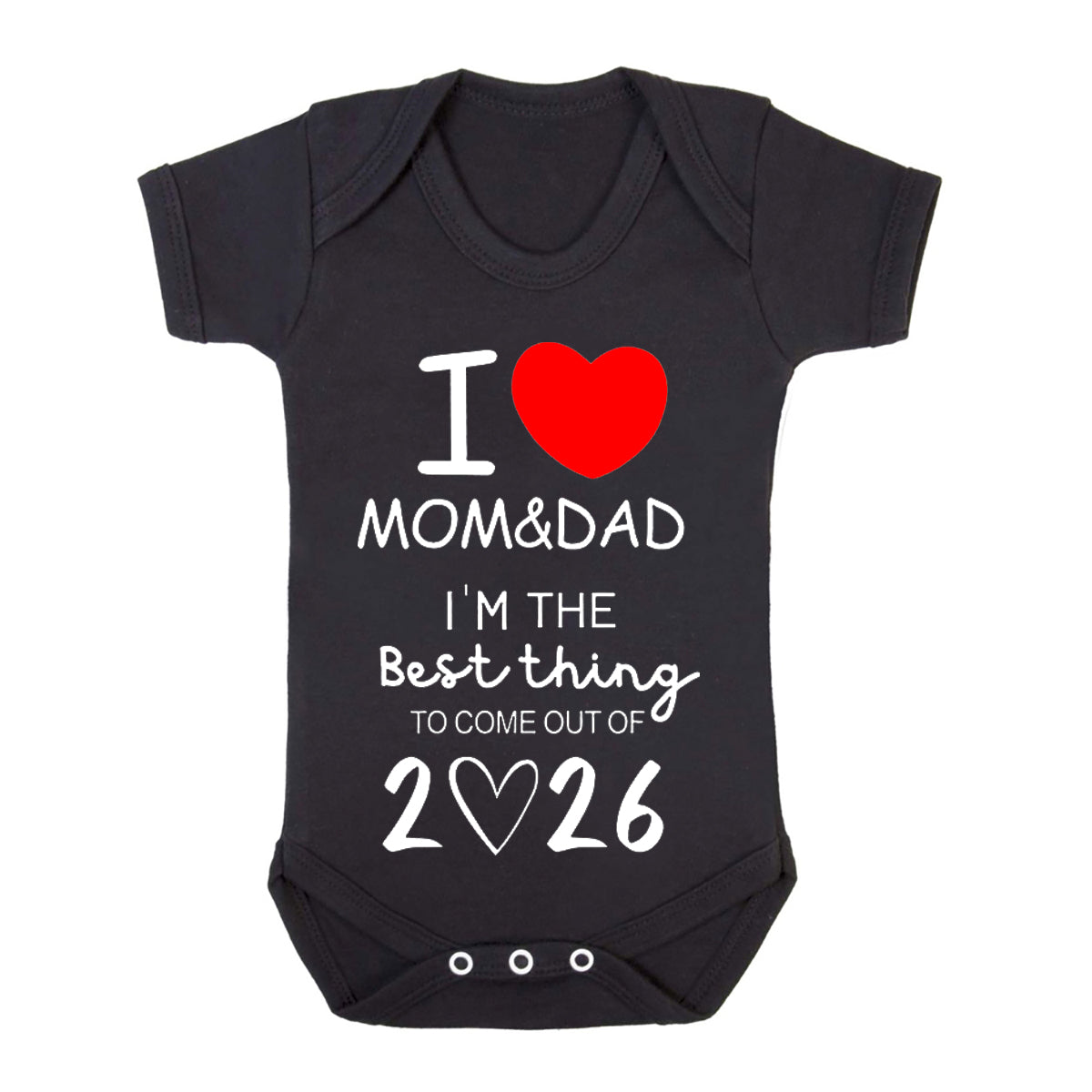 I LOVE MOM & DAD | BABY GROW BLACK BABY GROW I LOVE MOM & DAD | BABY GROW