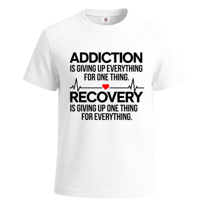 Addiction Is Giving Up | T-Shirt For Men's WHITE T-SHIRT Addiction Is Giving Up | T-Shirt For Men's