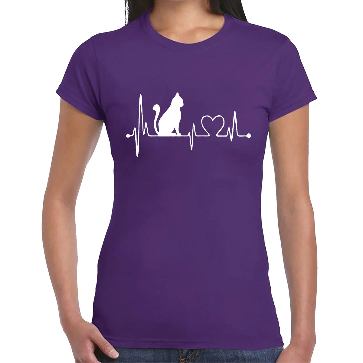 CAT HEART PATTERN  | LADIES T-SHIRT
