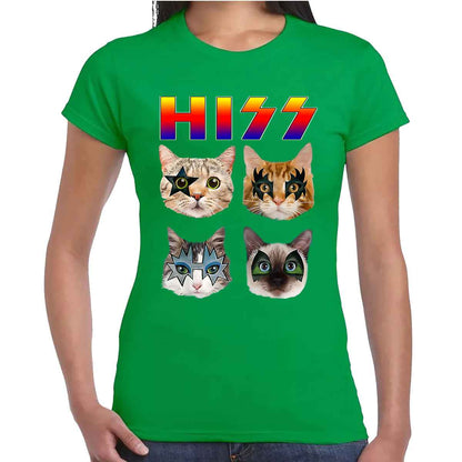 HISS Cat Funny Cats | LADIES T-SHIRT IRISH GREEN T-SHIRT HISS Cat Funny Cats | LADIES T-SHIRT
