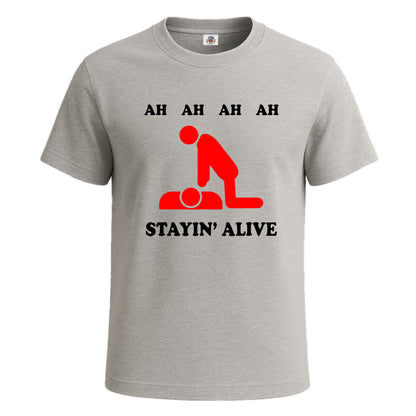 Ah Ah Stayin Alive | T-Shirt For Men's SPORT GREY T-SHIRT Ah Ah Stayin Alive | T-Shirt For Men's