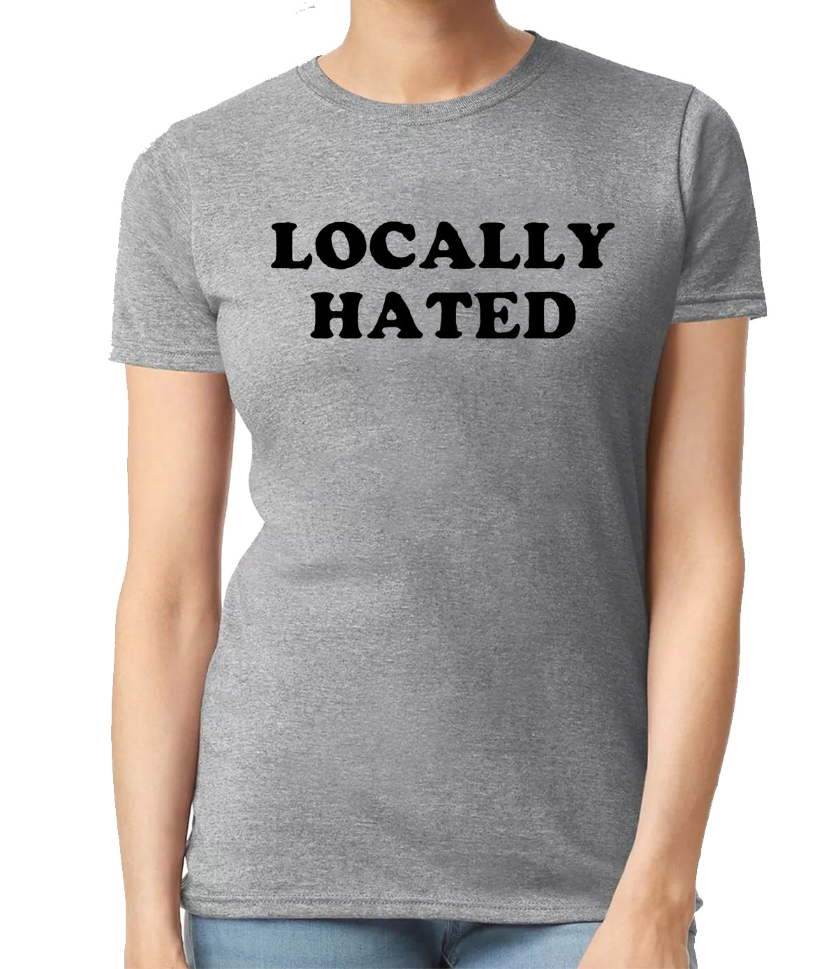 LOCALLY HATED | LADIES T-SHIRT SPORT GRAY T-SHIRT BLACK PRINT LOCALLY HATED | LADIES T-SHIRT
