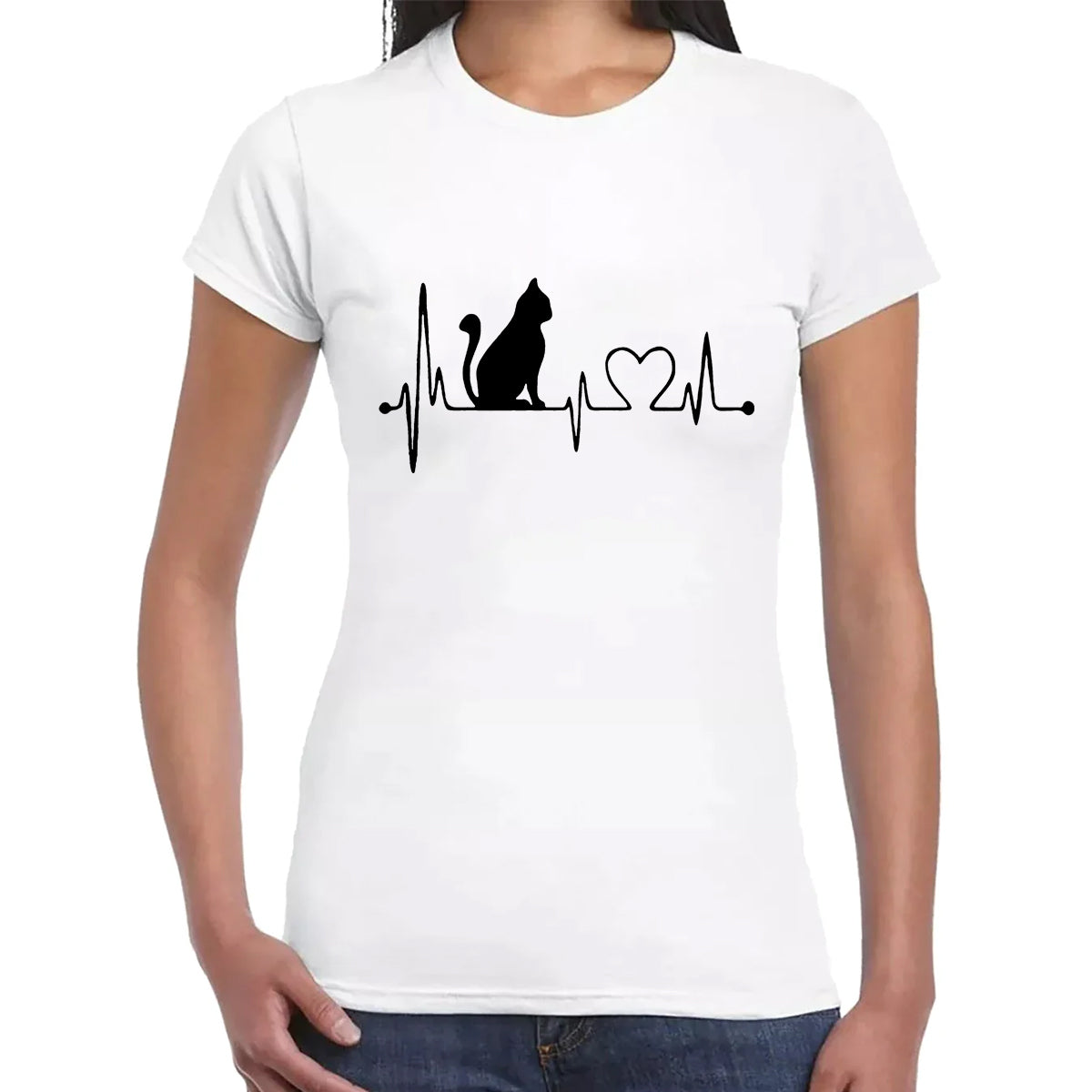 CAT HEART PATTERN  | LADIES T-SHIRT