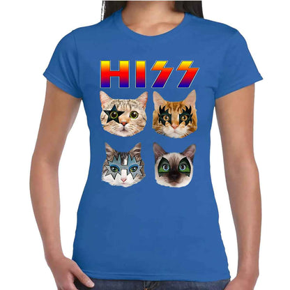 HISS Cat Funny Cats | LADIES T-SHIRT Royal Blue HISS Cat Funny Cats | LADIES T-SHIRT