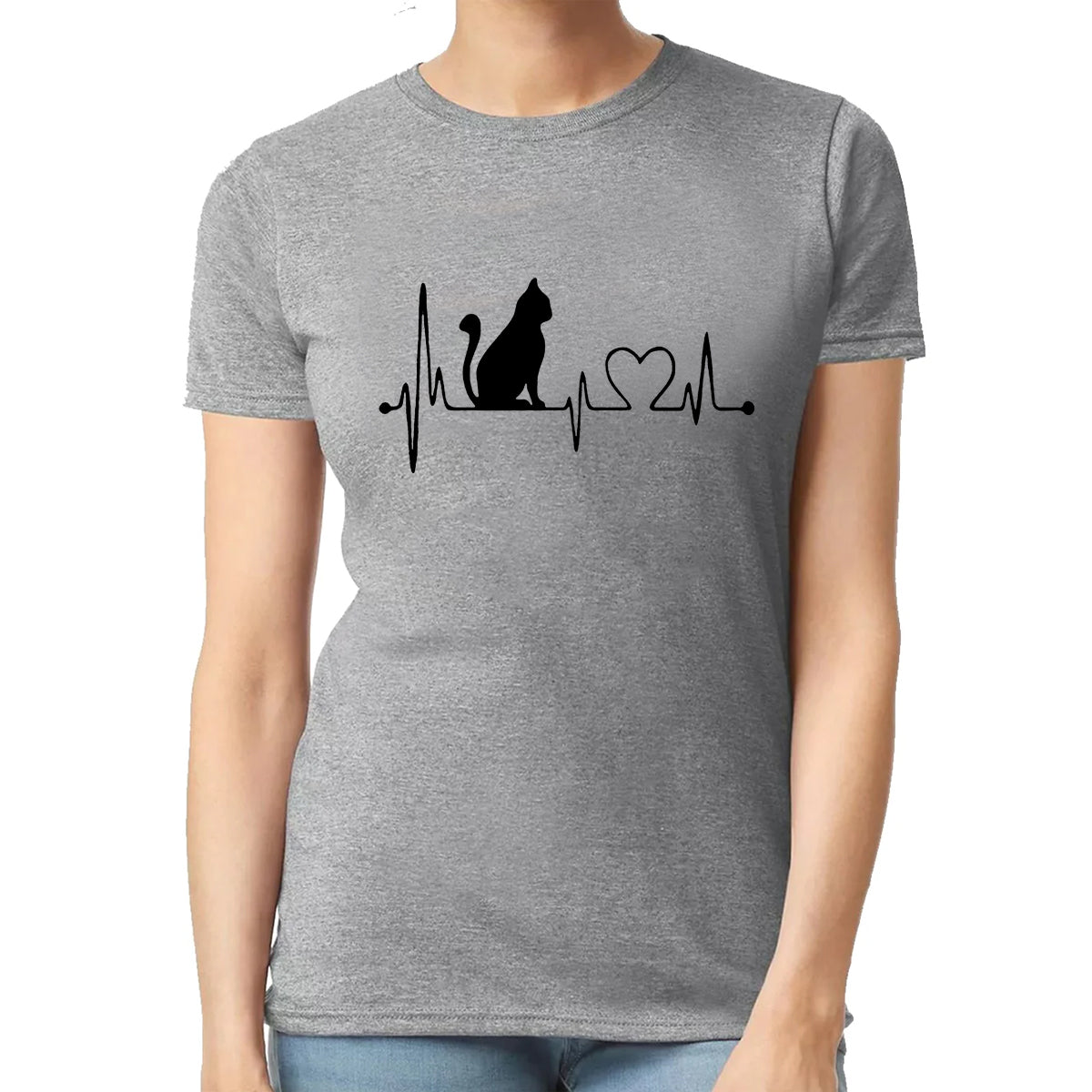 CAT HEART PATTERN  | LADIES T-SHIRT