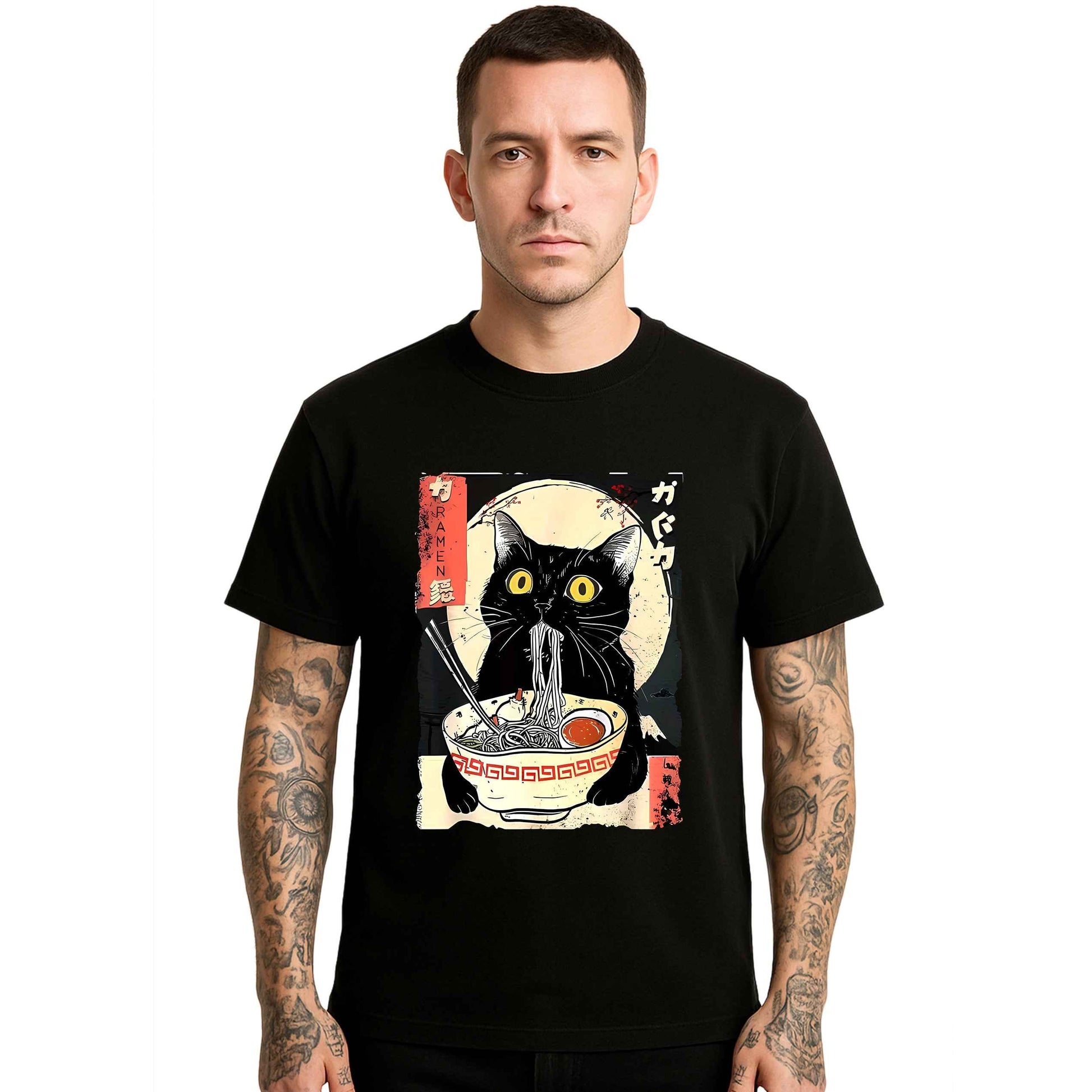 Japanes Cat Eating |T-Shirt For Men's