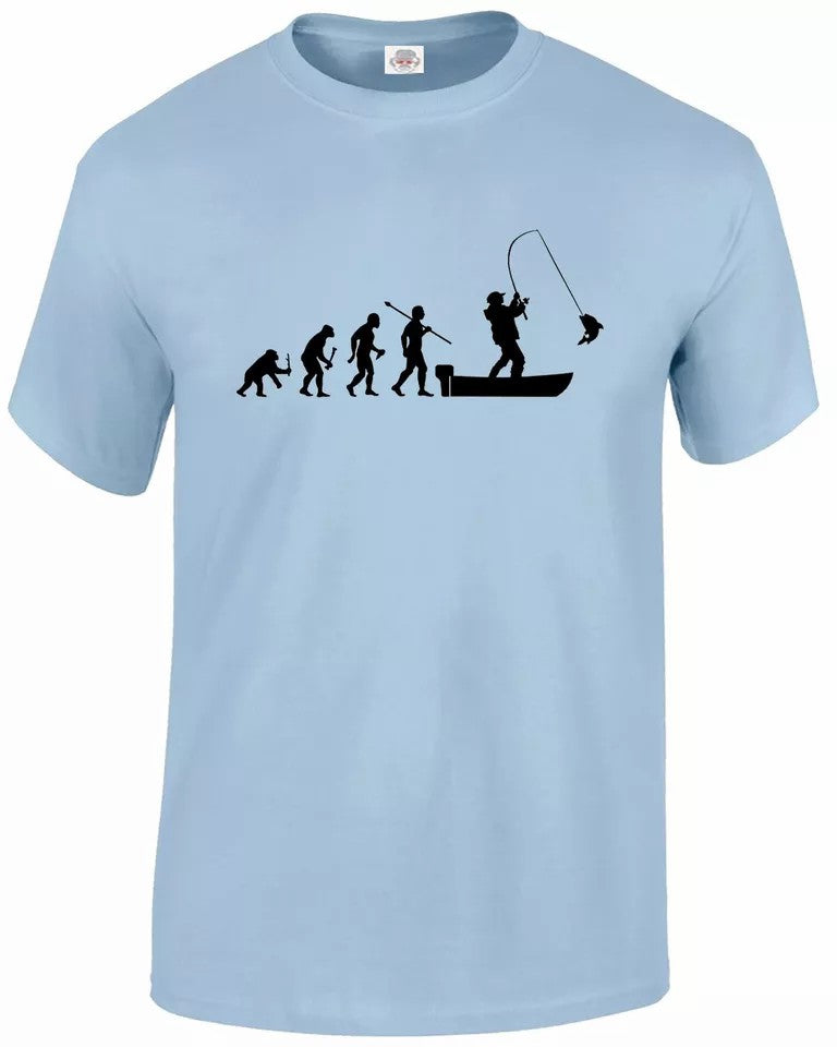 Fishing Print Fisherman MEN'S T-SHIRT EVOLUTION OF MAN TO BOAT FISHING Fishing Print Fisherman MEN'S T-SHIRT