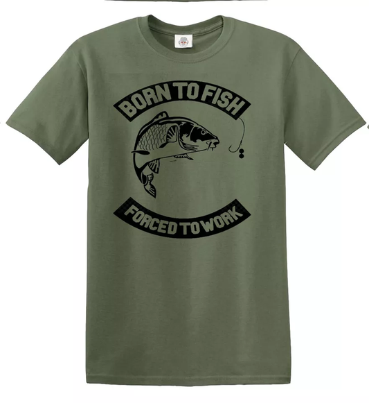 Fishing T-Shirt for Men - Born To Fish Forced To Work Gift for Fisherman Fishing T-Shirt for Men - Born To Fish Forced To Work Gift for Fisherman