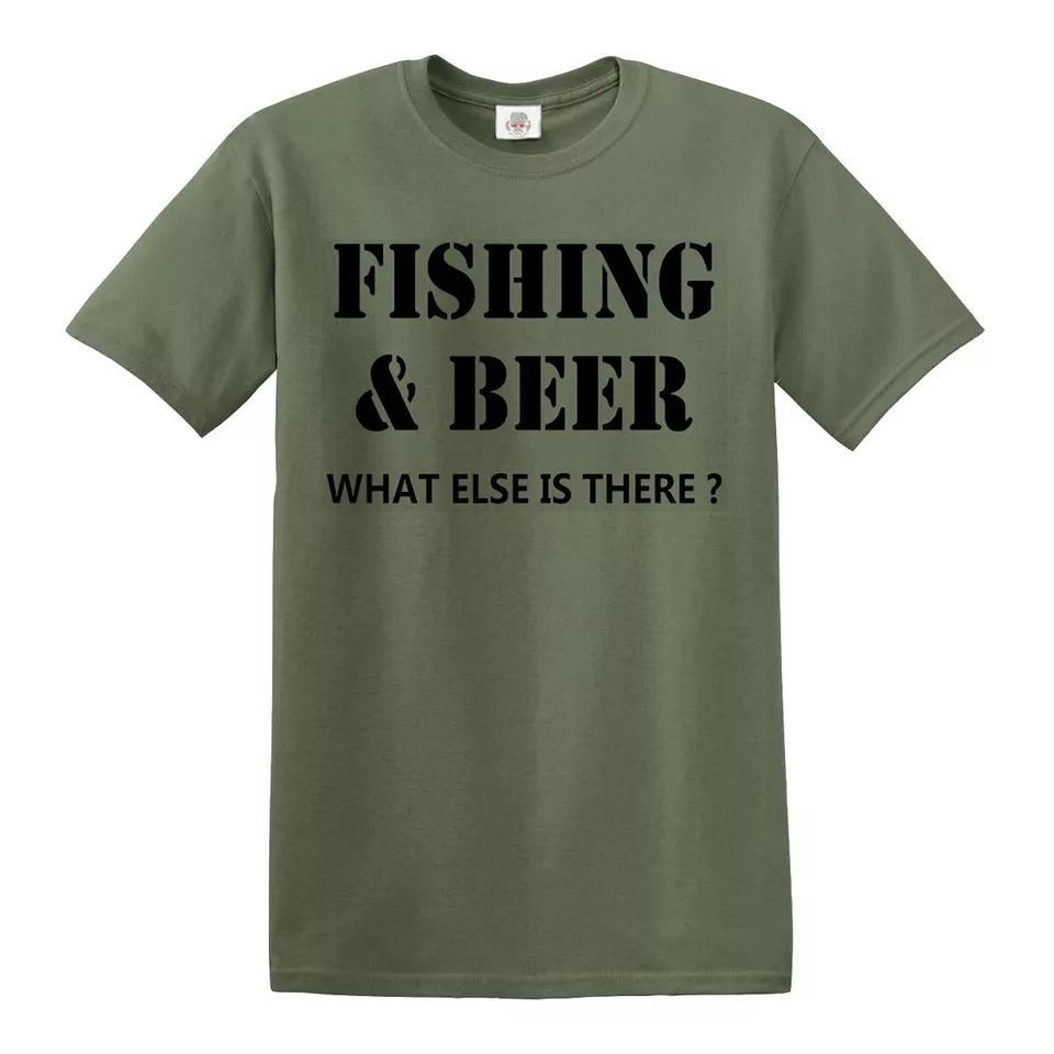 Fishing T-Shirt Gifts for Men- Fisherman Clothing-Fishing & Beer