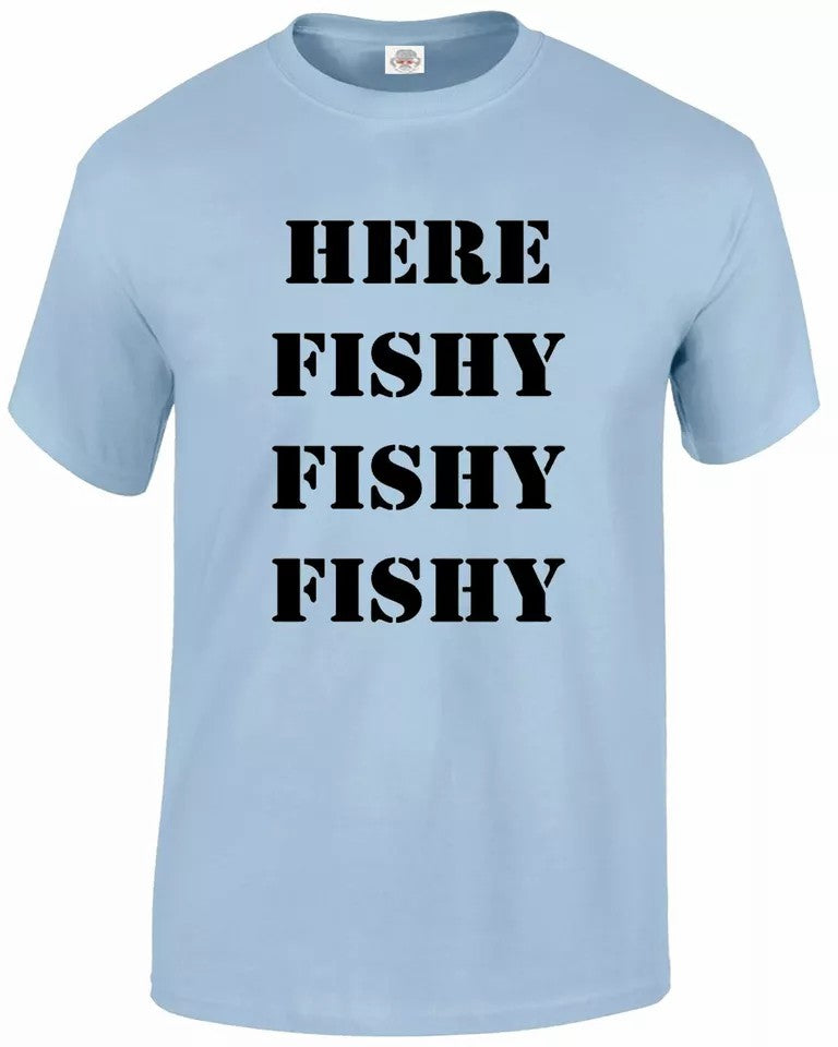 Fishing Print Fisherman MEN'S T-SHIRT HERE FISHY FISHY Fishing Print Fisherman MEN'S T-SHIRT