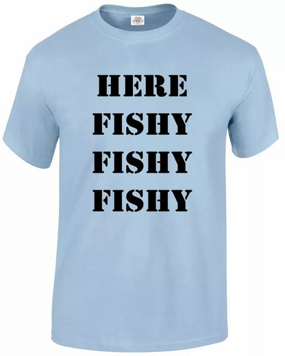 Fishing Print Fisherman MEN'S T-SHIRT HERE FISHY FISHY Fishing Print Fisherman MEN'S T-SHIRT