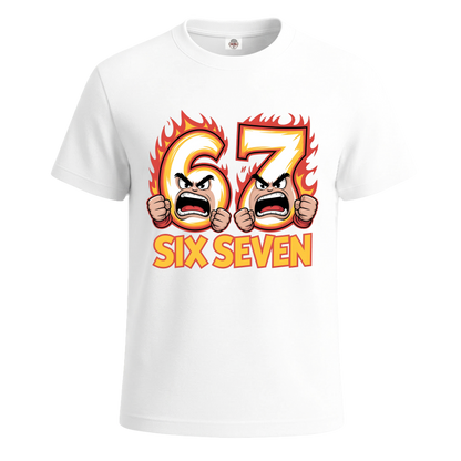 Hot Fire Six Seven 67 White | T-Shirt For Men's Hot Fire Six Seven 67 White | T-Shirt For Men's