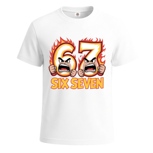 Hot Fire Six Seven 67 White | T-Shirt For Men's