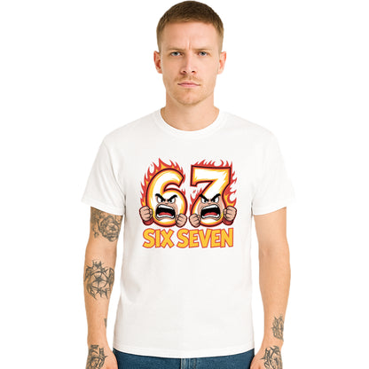 Hot Fire Six Seven 67 White | T-Shirt For Men's Hot Fire Six Seven 67 White | T-Shirt For Men's