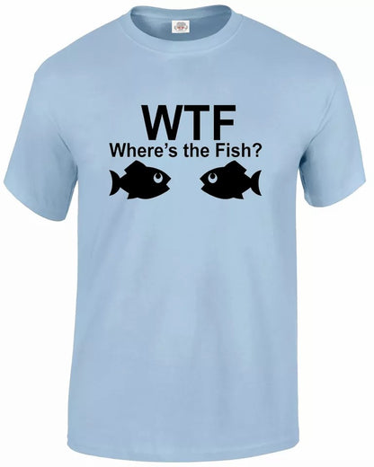 Fishing Print Fisherman MEN'S T-SHIRT WTF WHERE'S IS FISH Fishing Print Fisherman MEN'S T-SHIRT