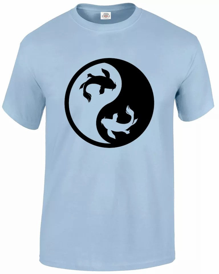 Fishing Print Fisherman MEN'S T-SHIRT YIN YANG FISH SYMBOL T-SHIRT Fishing Print Fisherman MEN'S T-SHIRT