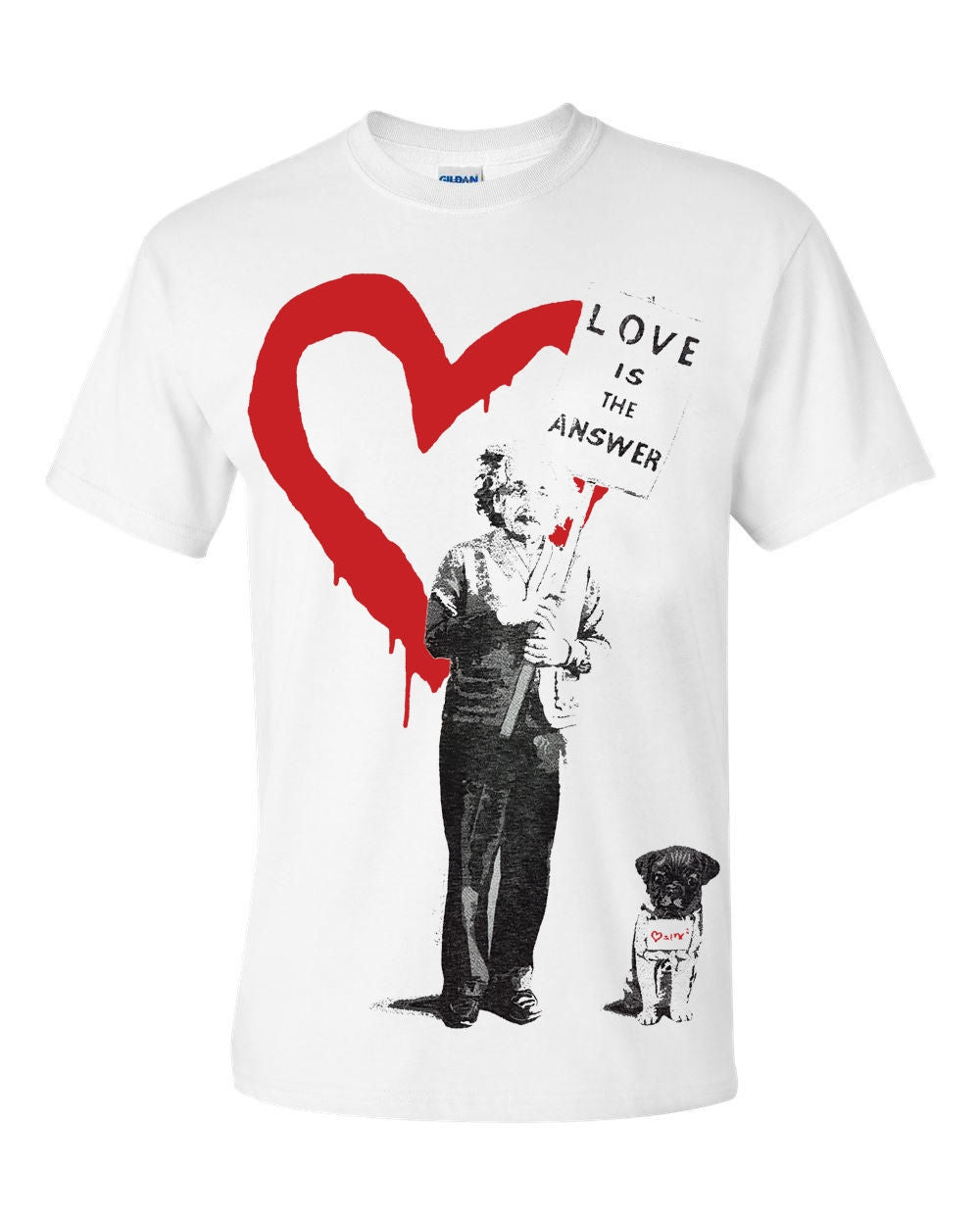 ALBERT EINSTEIN LOVE IS THE ANSWER - WHITE T-SHIRT